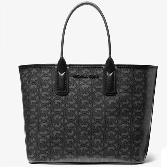 MICHAEL KORS Jodie Small Logo Jacquard Tote Bag Small Tote - Black MSRP $348 NWT - Picture 1 of 16